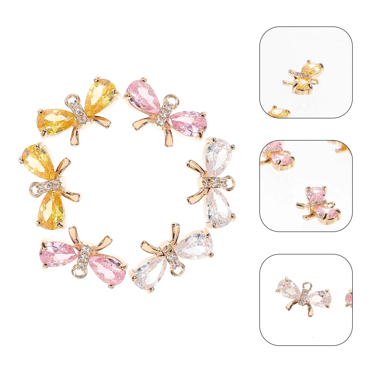 

6 Pcs Earrings Bow Dangle Charms for Jewellery Making Multicolor Keychain Jewelry