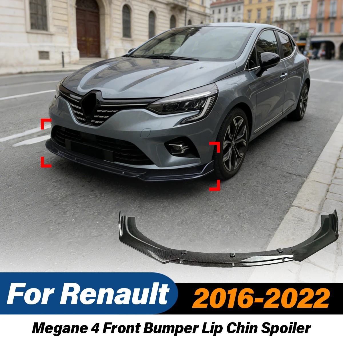 For Renault Megane 4 2016 2017 2018 2019 2020 2021 2022 Front Bumper Lip Chin Guard Spoiler Sports Splitter Car Accessories Kit