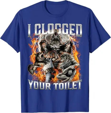 Y2k Gag Alpha Wolves Meme Neuheit T-Shirt Lustiges 'I Clogged Your Toilet' Witziges Alpha Wolf 'Stupid Brainrot' T-Shirt Streetwear Outfit – Detail 3