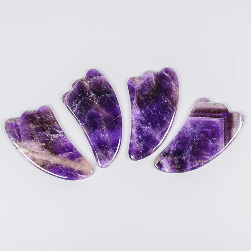 Natural Amethyst Jade Stone Gua Sha Facial Massager Tool Gouache Scraper Anti-Aging Skin Reduce Puffiness Neck Eye Droppshipping