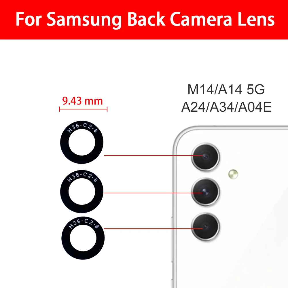 Rear Back Camera Lens Glass For Samsung A04 Core A04 A04E A04S A14 A24 A34 A54 5G M14 M54 With Adhesive Camera Lens