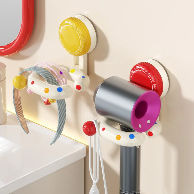 1pc Suction Cup Hair Dryer Bracket Bathroom Hair Straightener Stand Household Toilet Balcony Hair Dryer Storage