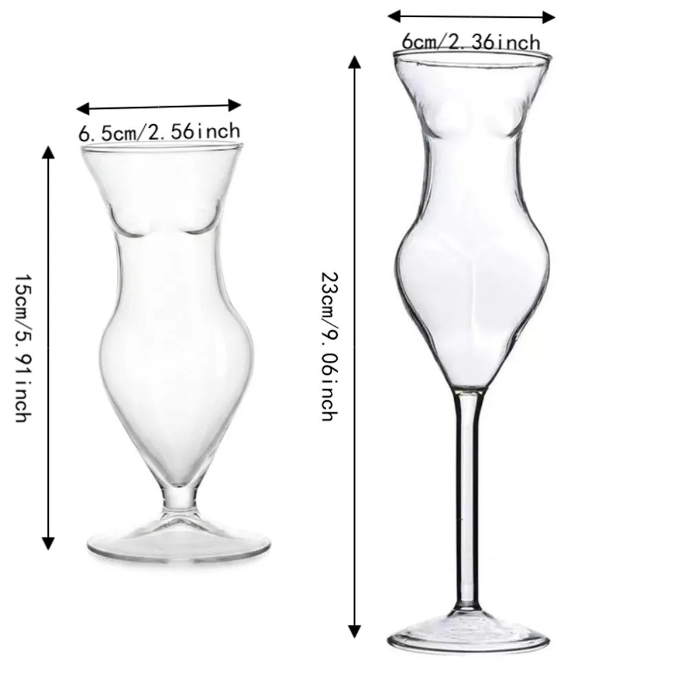 Unique Transparent Female Body Cocktail Glass Heat/Cold Resistant Art Style Whisky Glass Visible Bar Wine Goblet Party