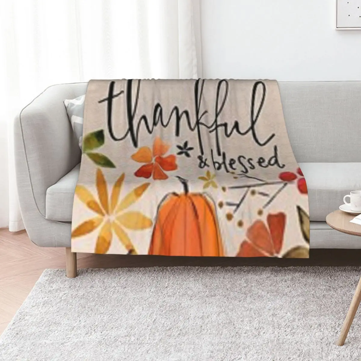Thankful and Blessed Autumn print on home decor, apparel and accessories Throw Blanket Soft Sofas Thermals For Travel Blankets