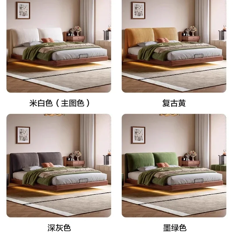 *180x200cm Extra Large Bed Frame Floating Wooden Space Saving Massage Bed Queen Double Simple Safe Cama Solteiro Unique Furnitur
