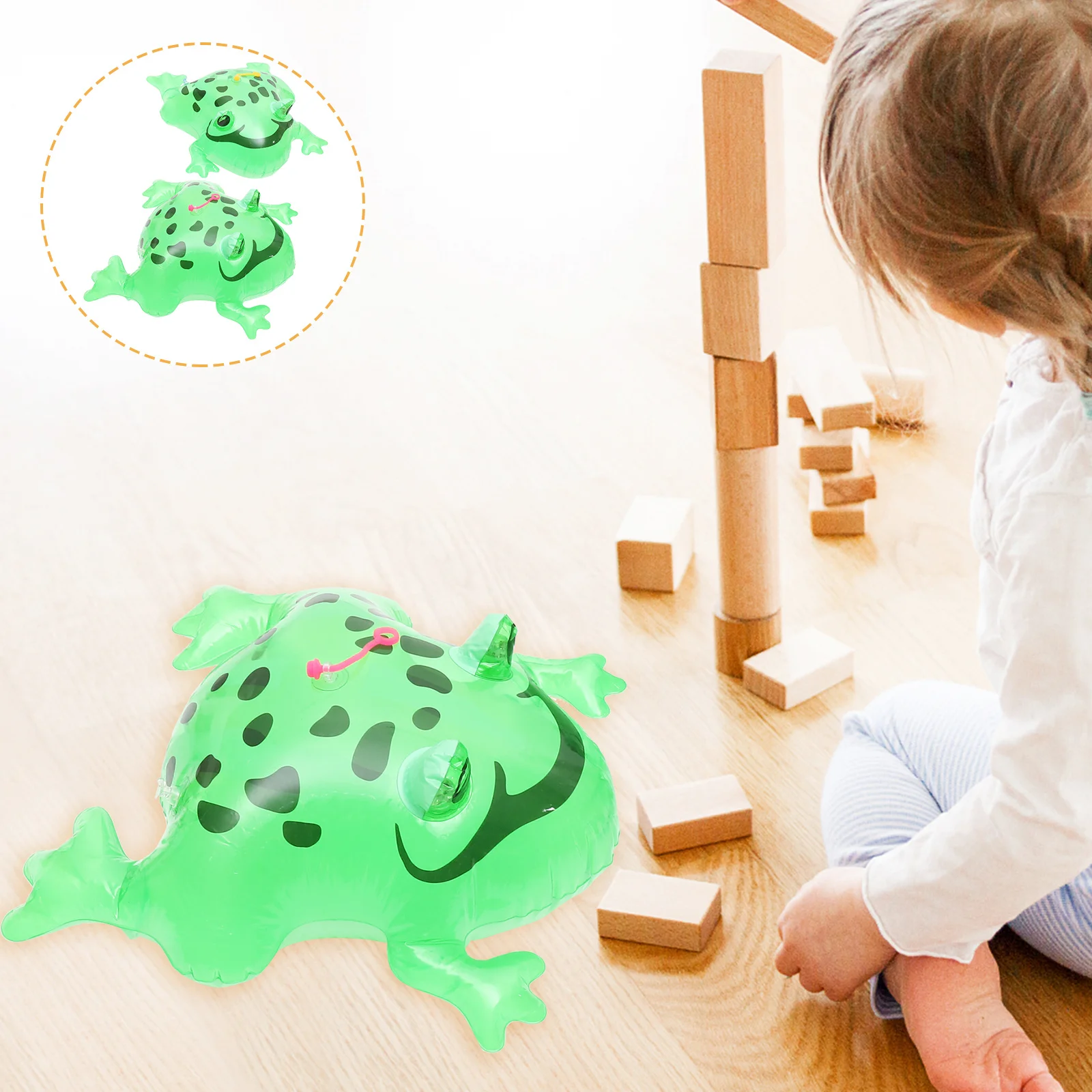 2Pcs Inflatable Frog Bounce Balloons Vibratory Flashing Lights Pool Party Decoration Bouncy Plaything Inflatable Frogs Toy