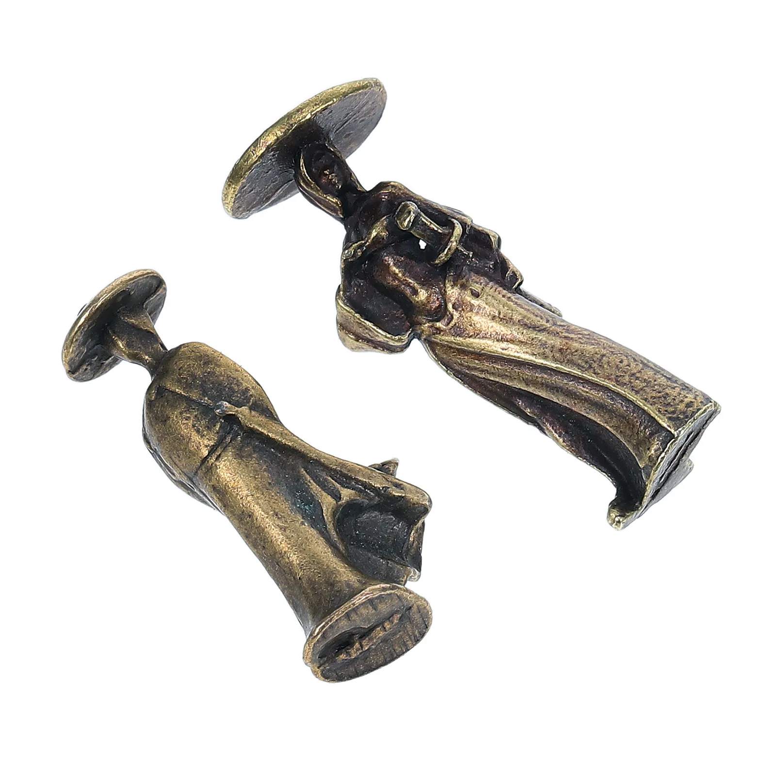 2Pcs Copper Alloy Heroic Micro Landscape Ornaments Miniature Statues for Desk Shelf Bedroom Decoration Collectors