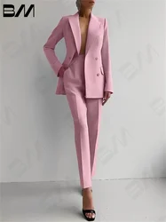 Classic Slim Suits for Women, Wedding Suit, Formal Office Suits, Charming Pink, 2 PCs, Hot Sale Customized