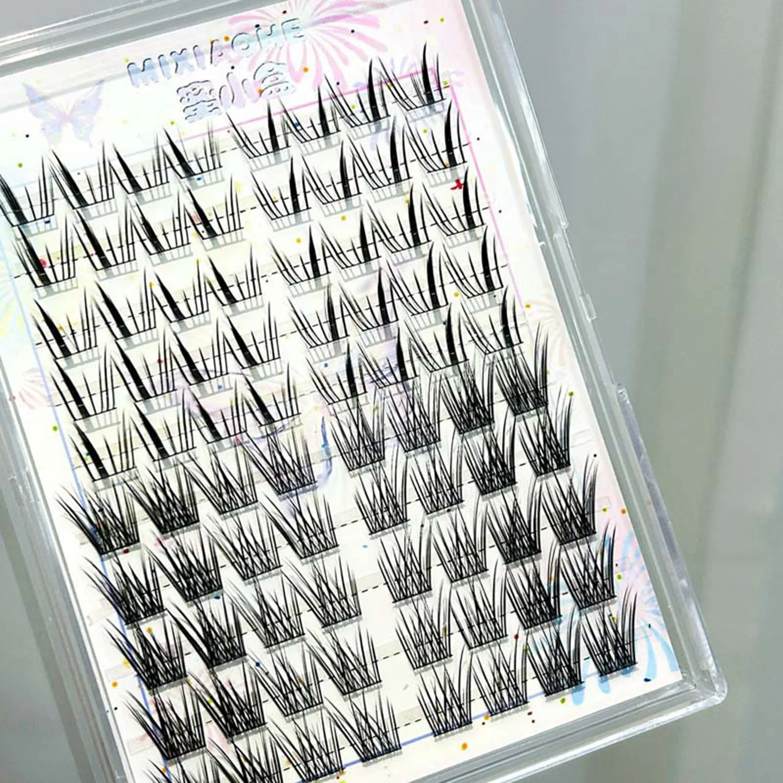 Gemischte falsche Wimpern, natürliches schwarzes Band, Puppen-Wimpernverlängerung, koreanische Mädchen, dünne, weiche, individuelle Wimpern, Cluster-Make-up-Werkzeug