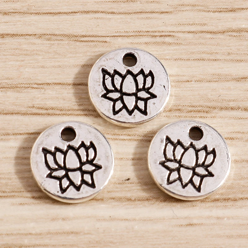 Tusember 50 Stück Legierung Silberfarben Buddhistische Lotusblumen-Anhänger für handgefertigte Halsketten, Ohrringe, Damen-Schmuckzubehör – Detail 3