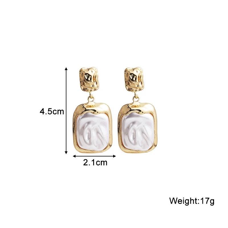 White Acrylic Women's Hanging Earrings Uneven Square Drop Pendants Heavy Bohemian Dangle Earrings Irregular Geometry Earrings