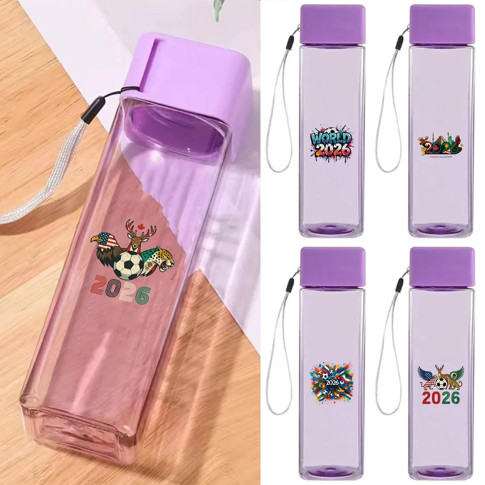 

Simple Square Transparent Water Bottle Anti-spill Travel Cup With Hand Strap For School Picnic Fitness World 2026 Pattern