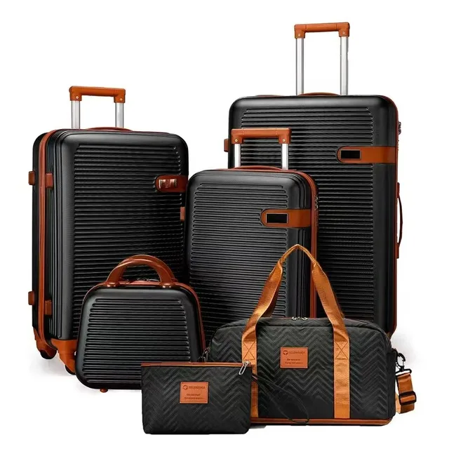 6-Piece Luggage Set: 20/24/28 Inch TSA-Approved Carry-On Suitcase +12Inch Vanity Case+Handbag+Clutch For Vacation Trip 2 6-Piece Luggage Set: 20/24/28 Inch TSA-Approved Carry-On Suitcase +12Inch Vanity Case+Handbag+Clutch For Vacation Trip – view 2