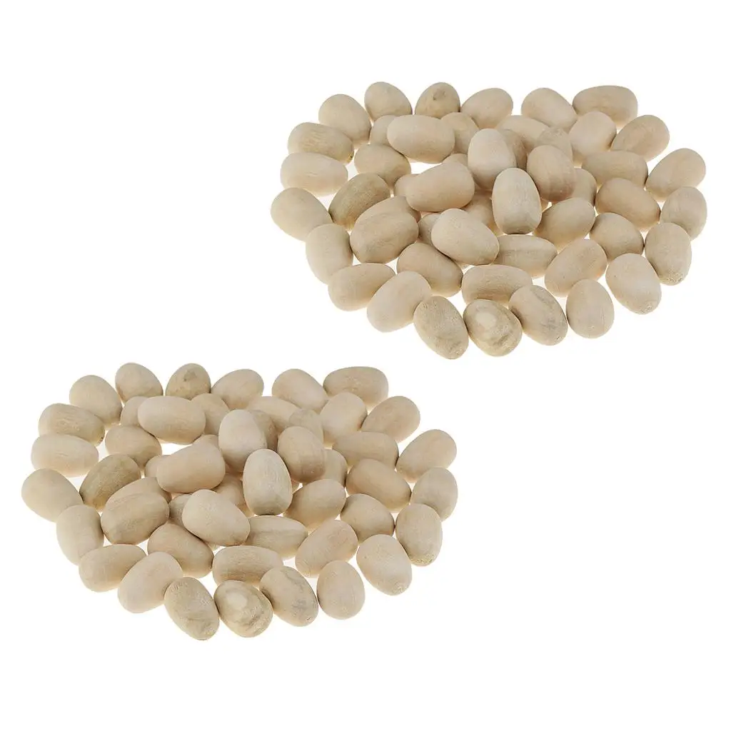 Unpainted Wooden Eggs Craft Supplies Childrens Art Projects Natural Wood Ornaments for DIY Home Decor