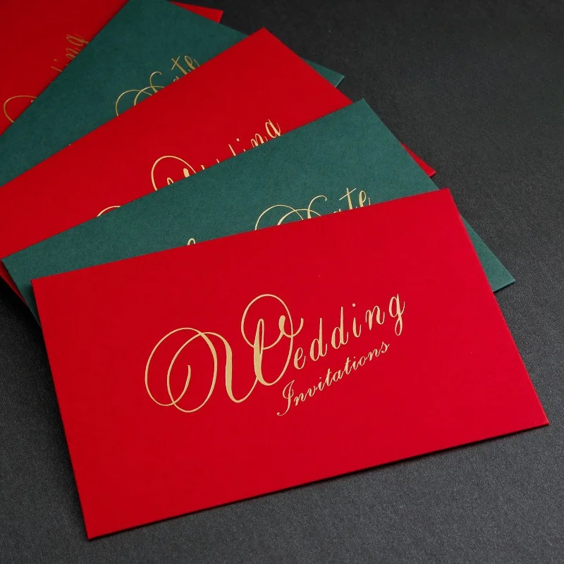 

50pcs High-end Wedding Envelopes with Gold Foil Paper Bags and Stickers Combination Invitations Invitation Letter