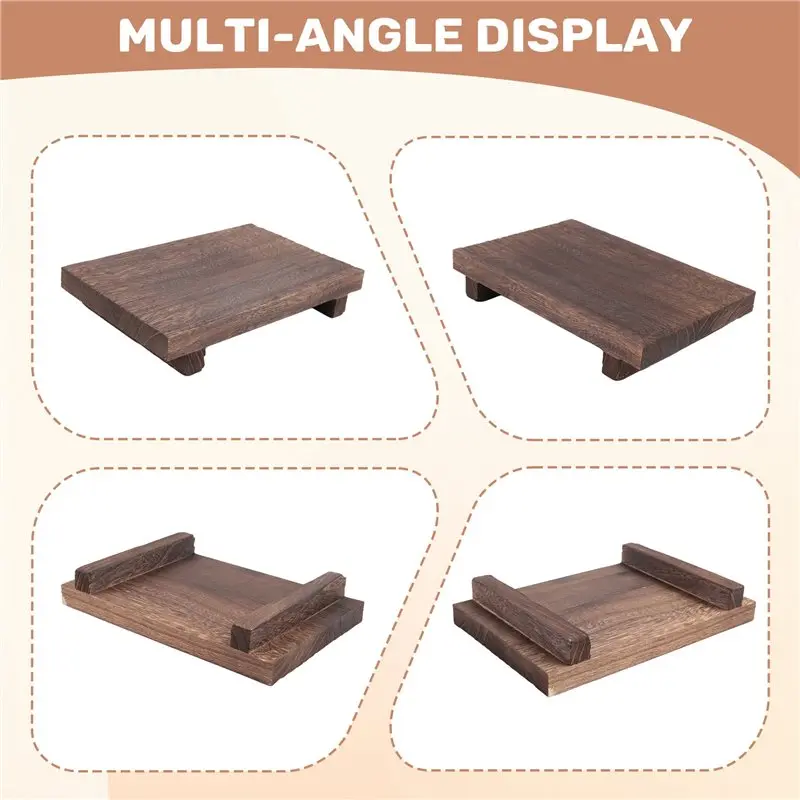 B84B-Wood Pedestal Soap Stand Bathroom Kitchen Countertop Tray Farmhouse Wood Riser Soap Dish Plants Holder