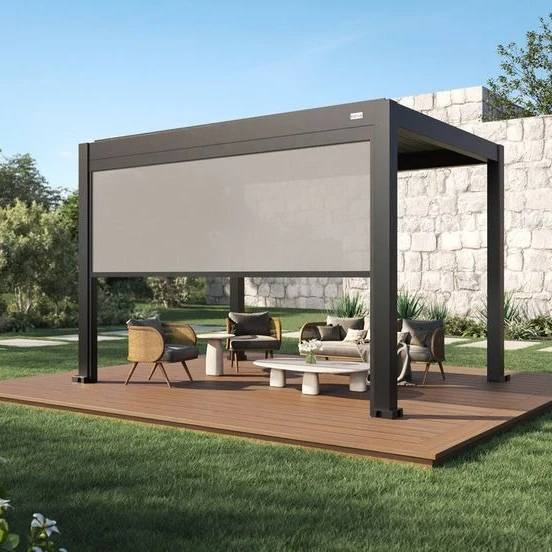 Outdoor Waterproof Aluminum Frame Adjustable Louvered Pergola Waterproof Sunshade Modern Design Gazebo for Patio and Garden