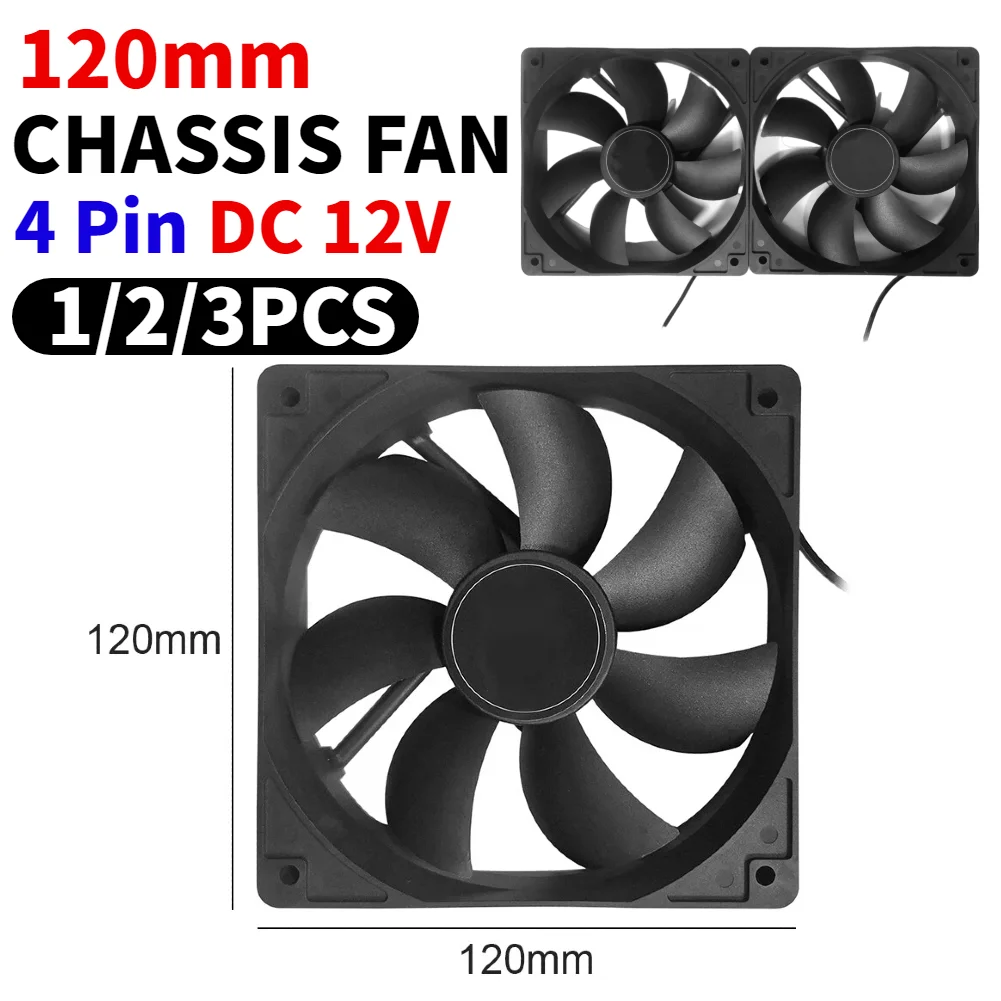 120mm Computer Case Fan Ultra Silent Quiet Cooling Fan PC Cooler Fan DC 12V 4Pin Quiet Cooler Radiator for Computer PC Case