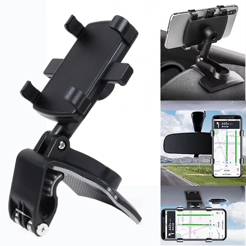 Dashboard Car Phone Holder ABS Mobile Phone Sun Visor Holder Auto Rear View Mirror Phone Support 360 Degree Rotation Accessories image 2