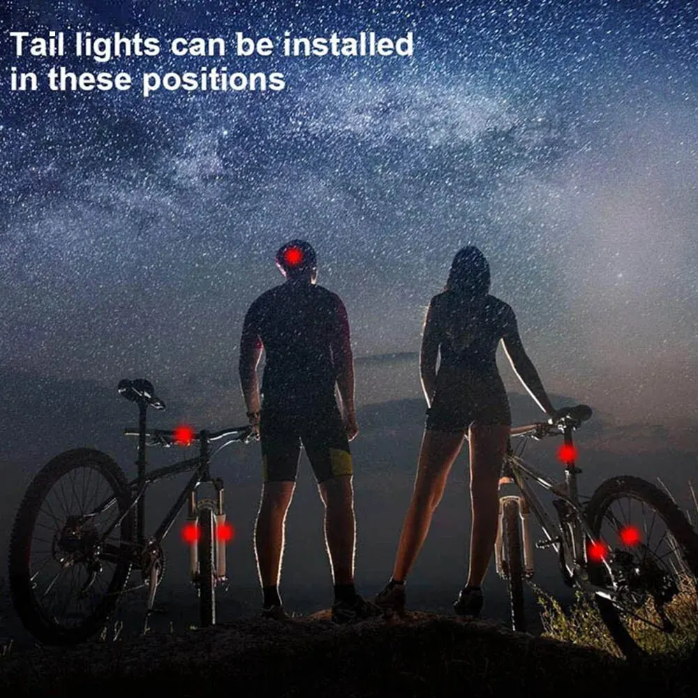 5pcs LED Bike Tail Light Set USB Rechargeable Helmet Bike Rear Lights Easy for Install Safety MTB Bike Cycling Lamp