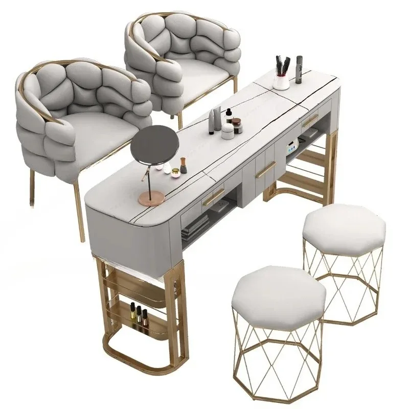 & Premium Slate Tabletop Manicure Table Chair Set Single Nail Tables Japanese Beauty Salon Double Nail Tables Professional Spa