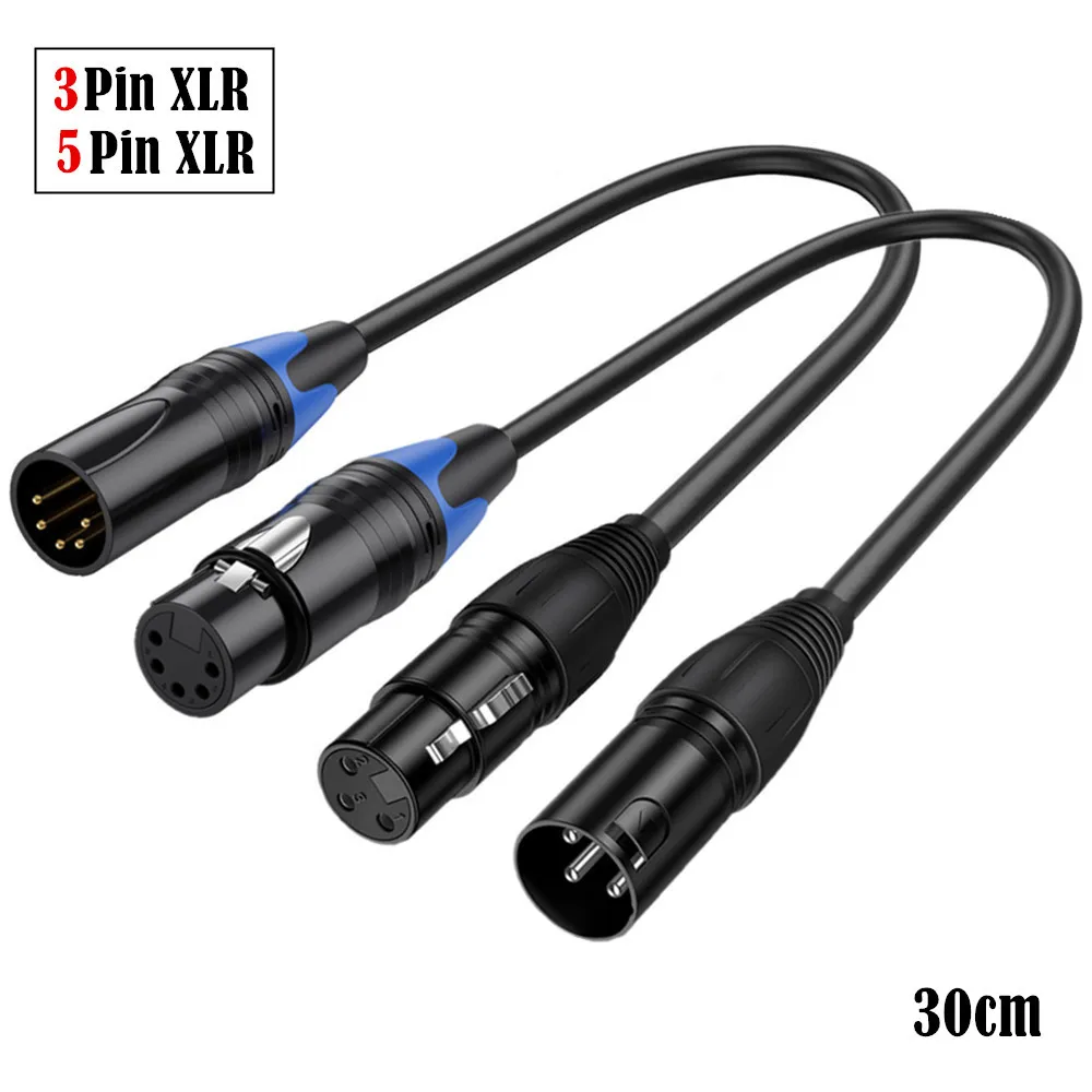 XLR ذكر 3 دبوس إلى XLR أنثى 5 دبوس DMX 512 كابل إضاءة المسرح DMX المدورة ، كابل محول XLR3M إلى XLR5F