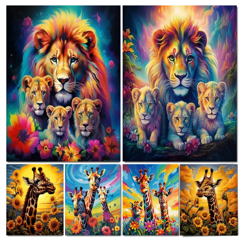 

Diamond Mosaic Painting New 2024 African Lion Family Giraffe Sunflowers 5D Large DIY Full Diamond Embroidery Cross Stitch