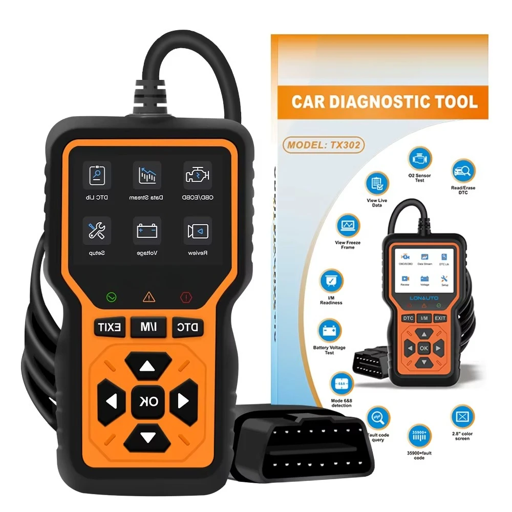 Original TX302 Alle OBD2 Funktion Verbesserte Auto Motor Licht Code Reader ScanTool OBD2 Scanner Diagnose Werkzeug mit Batterie Test