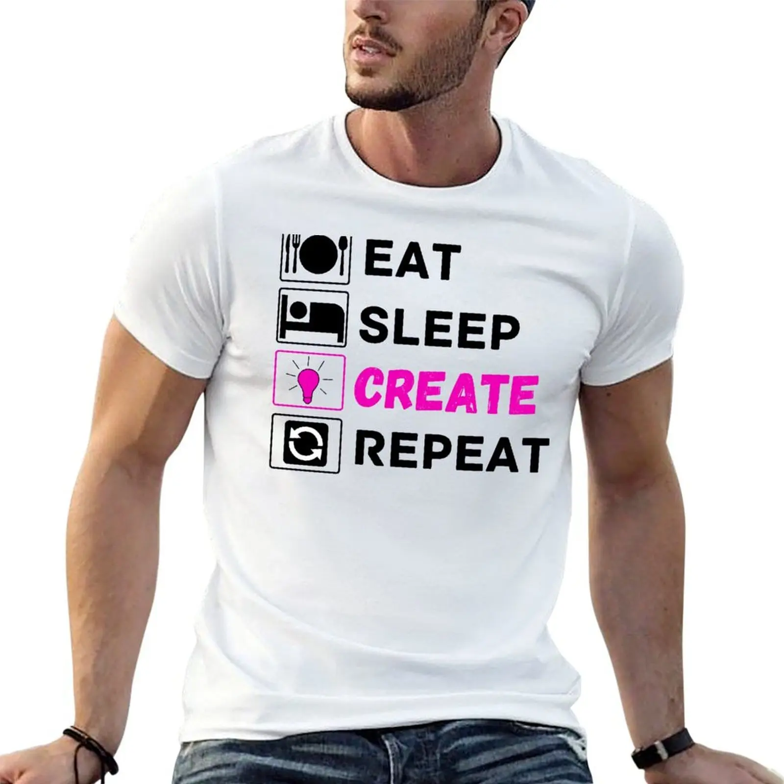 

eat sleep create repeat T-Shirt t shirt personalised anime t shirts for man man t shirt graphic T-shirt