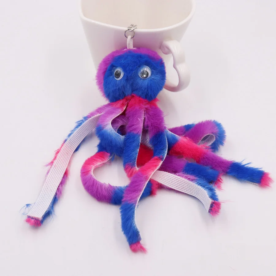 New Plush Octopus Keychain Multicolor Sea Animal Doll Pendant Toy Backpack Accessories Funny Hairy Key Chain For Women Kids Gift