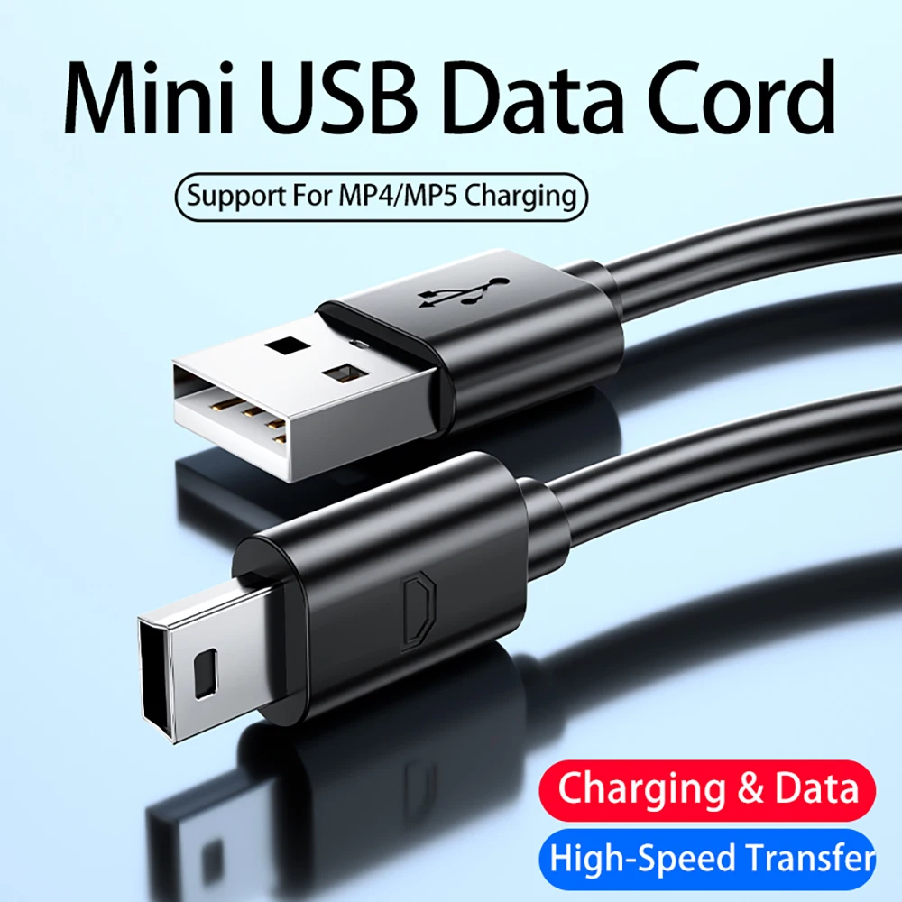 Mini USB Cable To USB Fast Data Charger Cable For MP3 Player Car DVR GPS Hard Drive PS3 Controller Old Phone Charge Mini-B 5pin