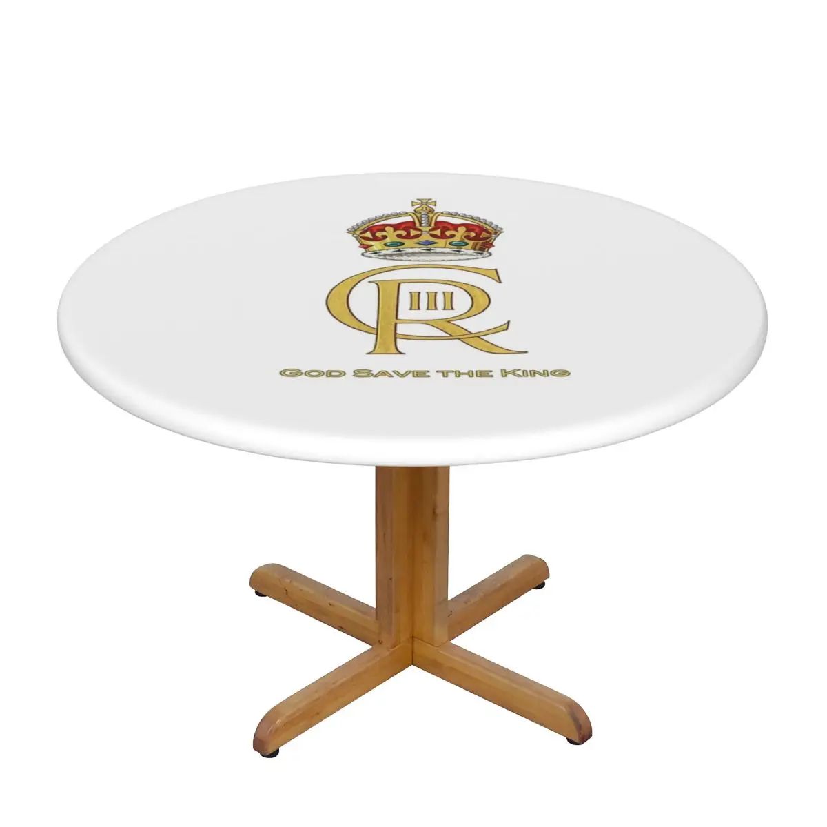Charles III Royal Cypher, King Charles III Charles Rex Round Tablecloth Oilproof Table Cloth Kitchen Events Dining Table Cover