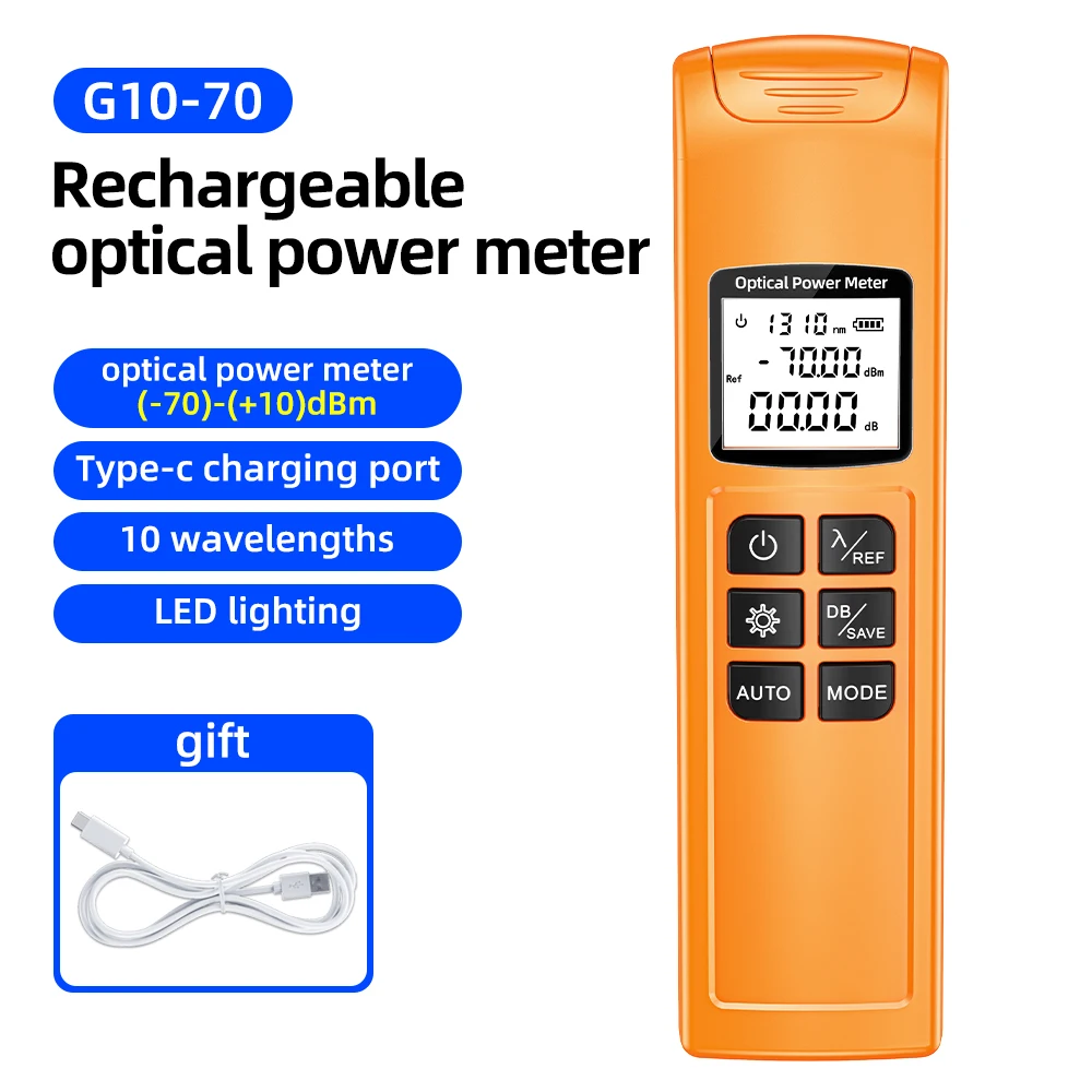 

SAIVXIAN G10 Optical Power Meter High Precision FTTH Fiber Optic Power Meter with Flash Light for OPM FC/SC/ST Connectors