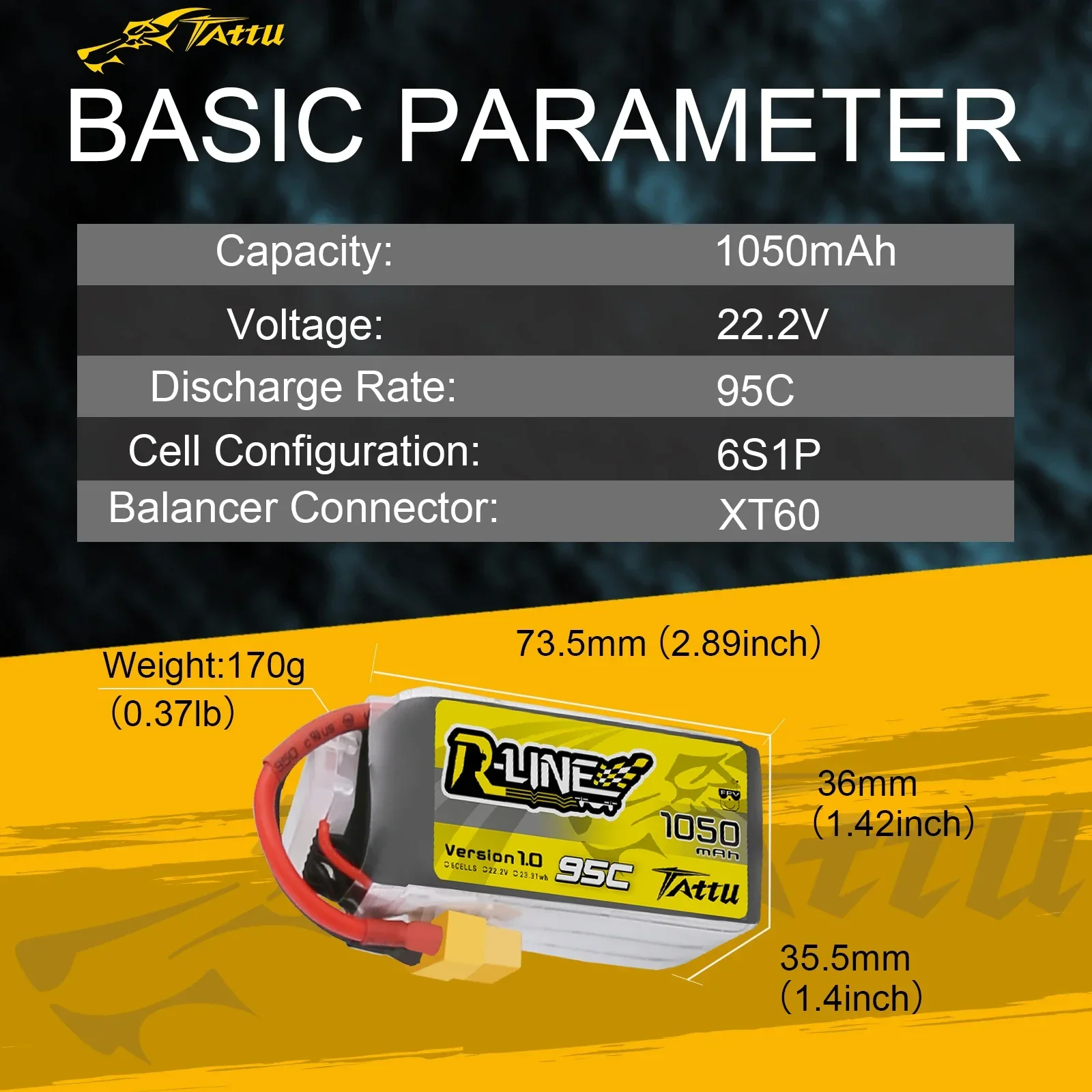 Hypothécaire aryR-Line-Batterie Lipo, Version 1.0, V1, 650, 850, 1050, 1300, 1550, 500, 550, 750mAh, 95C, 2S, 4S, 6S, 22.2V, Compte 30, FPV Racing Quadcopte