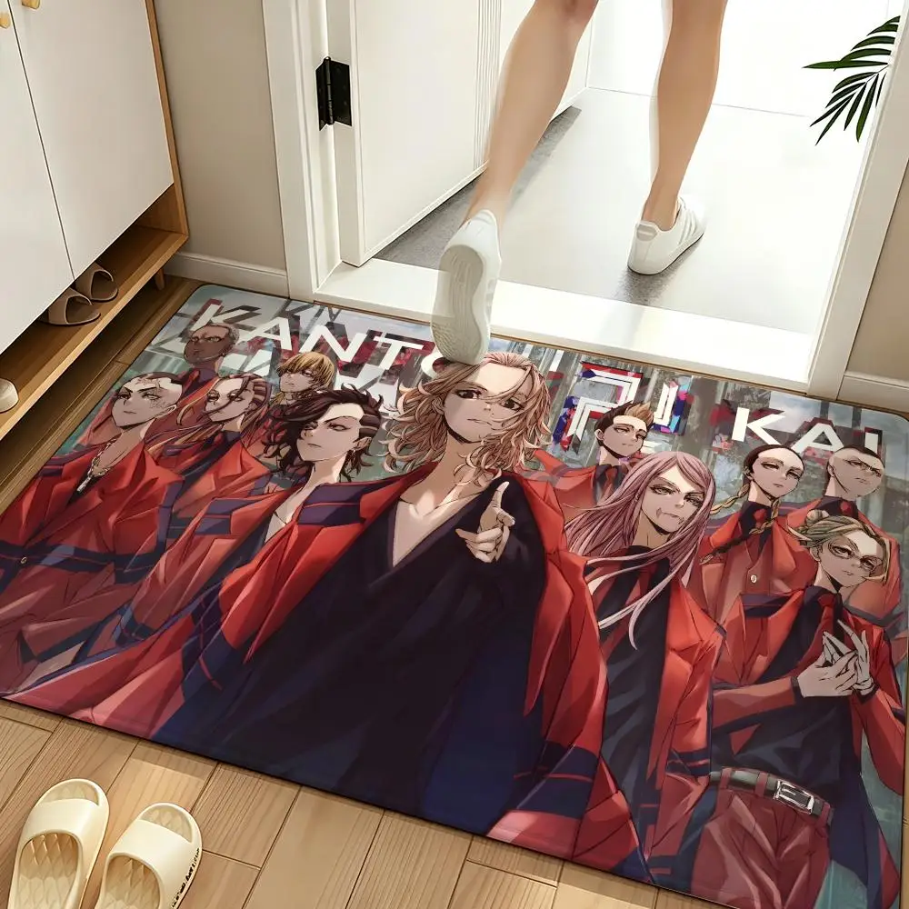 anime T-Tokyo R-Revengers Floor Mat Soft Flannel Floor Mat  Suitable for Entryways, Living Rooms, Bedrooms, and Bathrooms