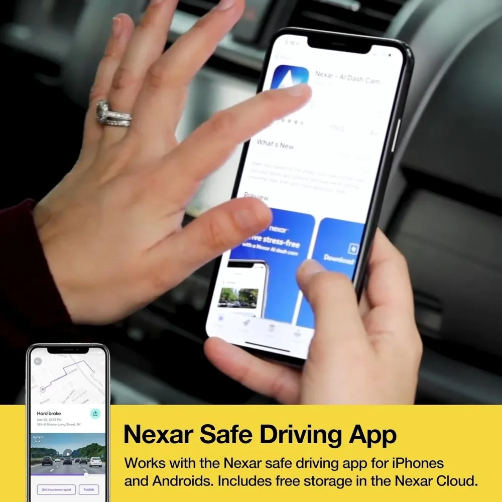 كاميرا Scosche NEXC2128-XCES0 الذكية عالية الدقة ثنائية الاتجاه مدعومة من Nexar مع كوب شفط وذاكرة 128 جيجابايت #4