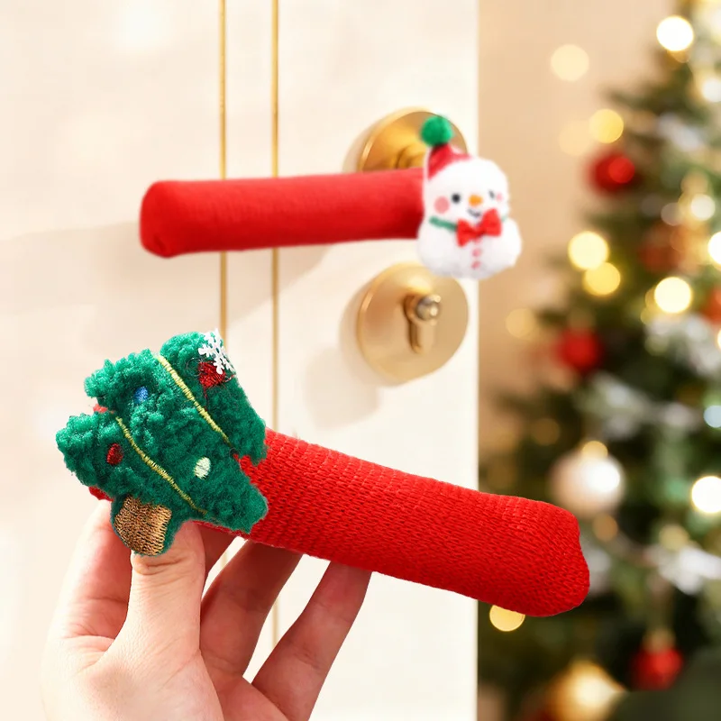 زينة مقبض باب عيد الميلاد، قفازات مقبض باب سانتا كلوز، زينة شجرة عيد الميلاد، أغطية الغرف إكسسوارات المنزل