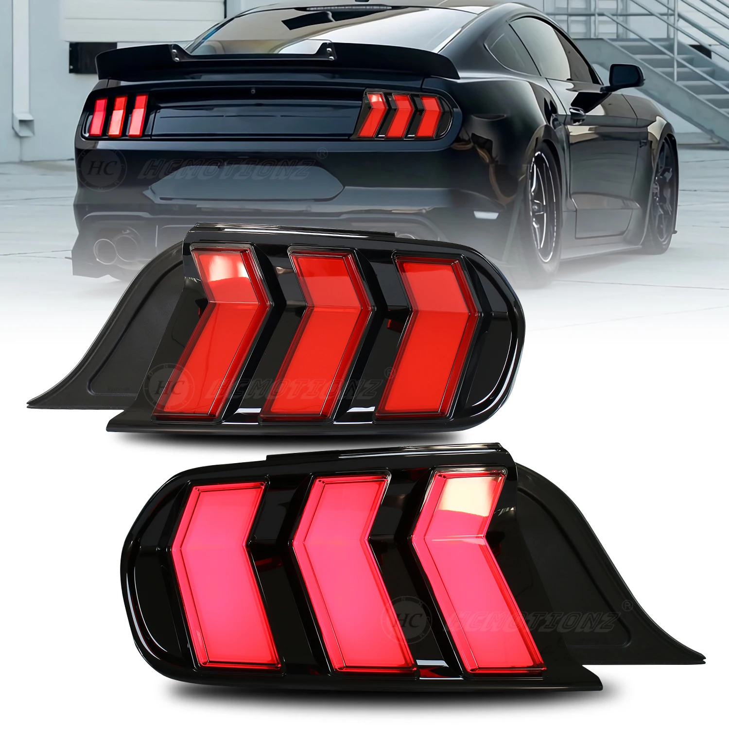 

HCMOTIONZ Factory Rear Lamps Car Assembly Accessories 2015-2022 LED Taillights Start UP Animation For Ford Mustang