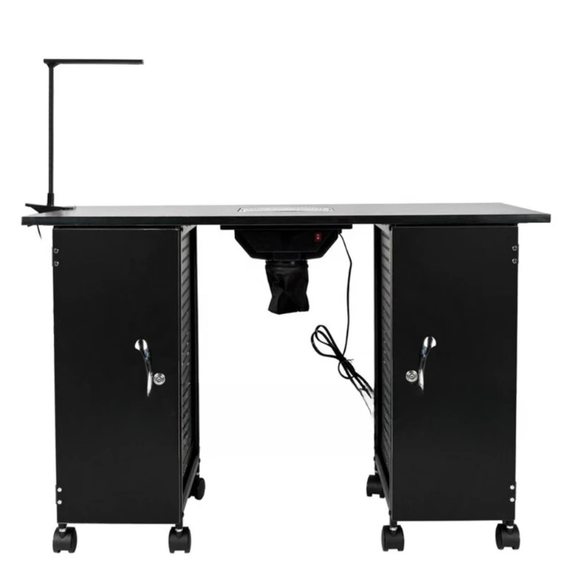 

Modern simple single manicure table single and double cabinet manicure table iron frame manicure workbench with vacuum cleaner