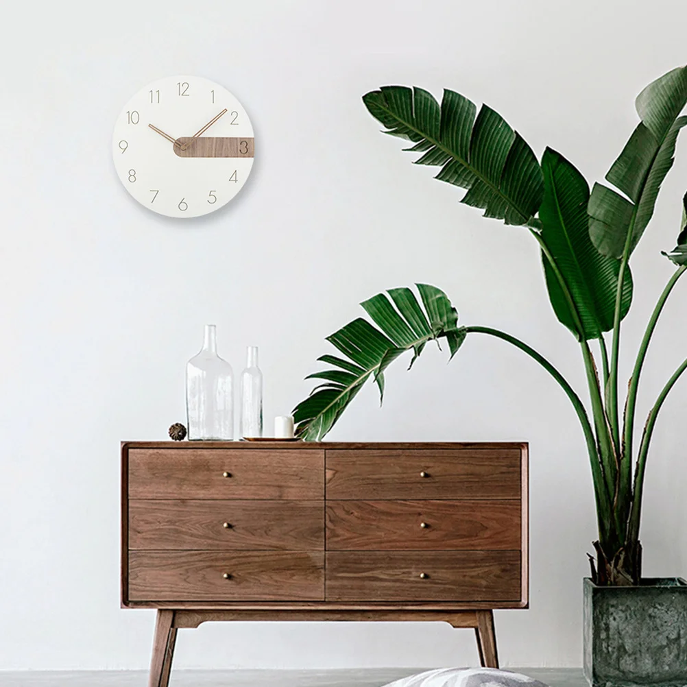 

1Pcs Wooden Wall Clock Creative Silent Movement Round Hanging Clock Home Wall Decor Living Room Study Office Home Decor