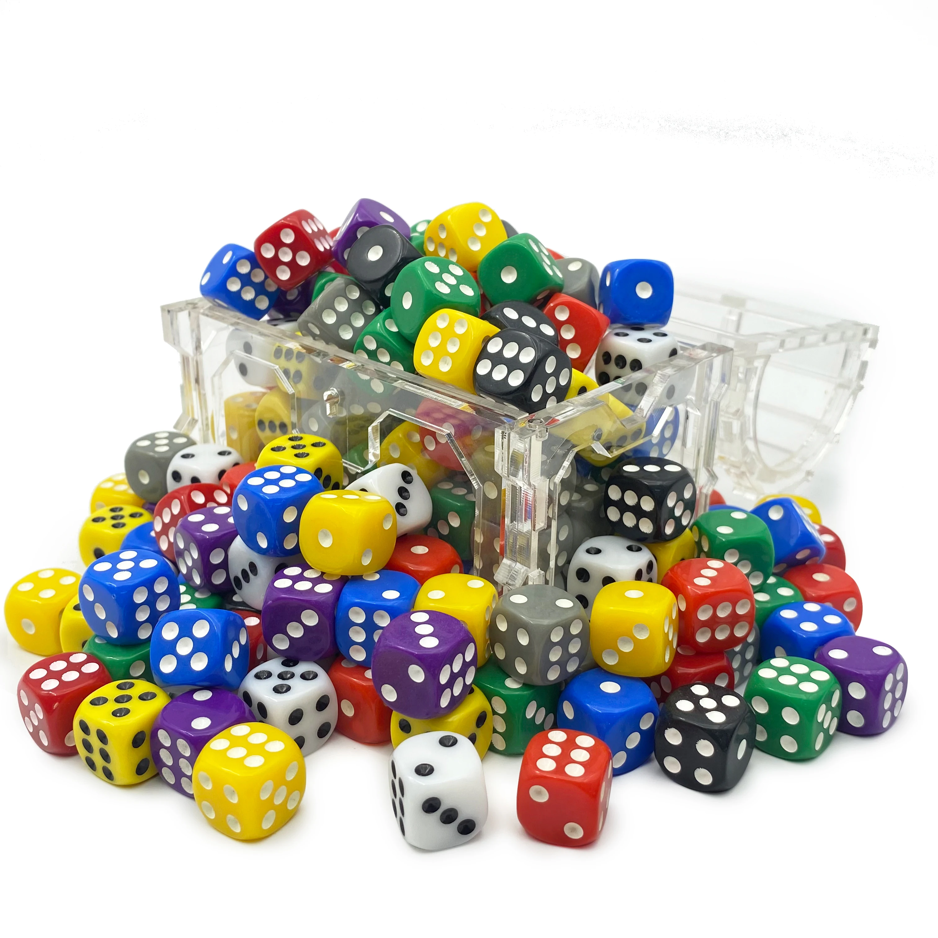 20Pcs/Set Random Color 14mm Solid Opaque Colorful Acrylic Round Corner 6 Sided D6 Point Dice For Family Board Games