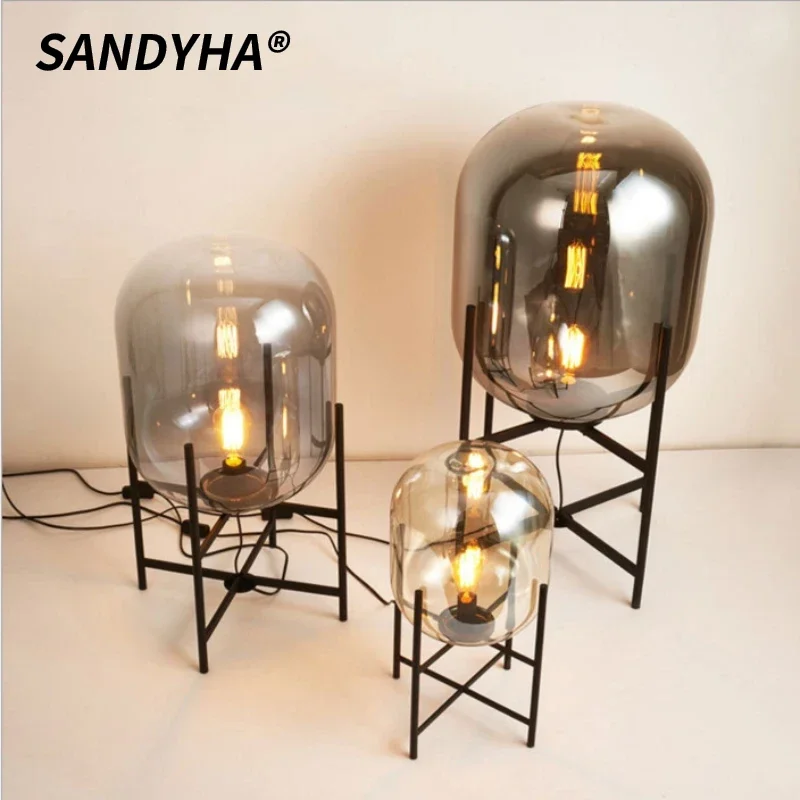 SANDYHA Modern Nordic LED Floor Lamp Decorative Glass Shade Ideal for Living Room Bedroom Bedside Stylish Lighting Solution