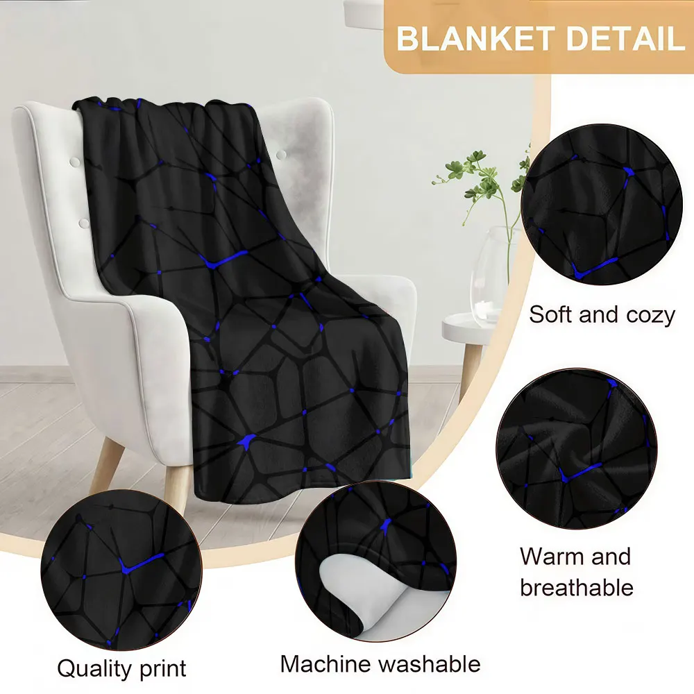 Blue Crack Soft Warm Flannel Blanket Lightweight Cozy Christmas Halloween Home Decor Room