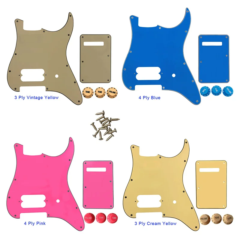 

5pcs Parts - For FD US 72' 11 Screw Hole Standard Strat Player Humbucker H Guitar Pickguard & Back Plate & Control Knob
