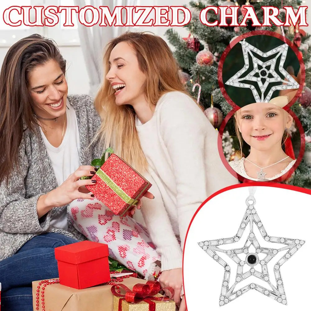 Personalized Christmas Charm Snowflake Projection Exclusive Pendant Custom Stainless Customized Projection Picture Pendant F9E9