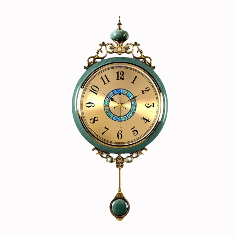 Swiss wall clock 2025 new retro light luxury living room home clock, high-end atmosphere