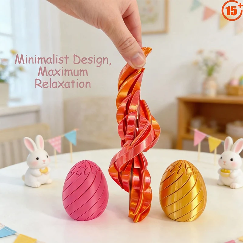3D Printed Easter Egg Toys Fun Slippery Egg Shaped Fingertip Toys Stress Relieving Small Objects Colorful Exquisite Puzzle Toys