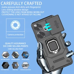 For Poco F6 5G Case Slide Lens Camera Armor Phone Case for Xiaomi PocoF6 Poco F6 Little F 6 Car Magnetic Holder Ring Back Cover