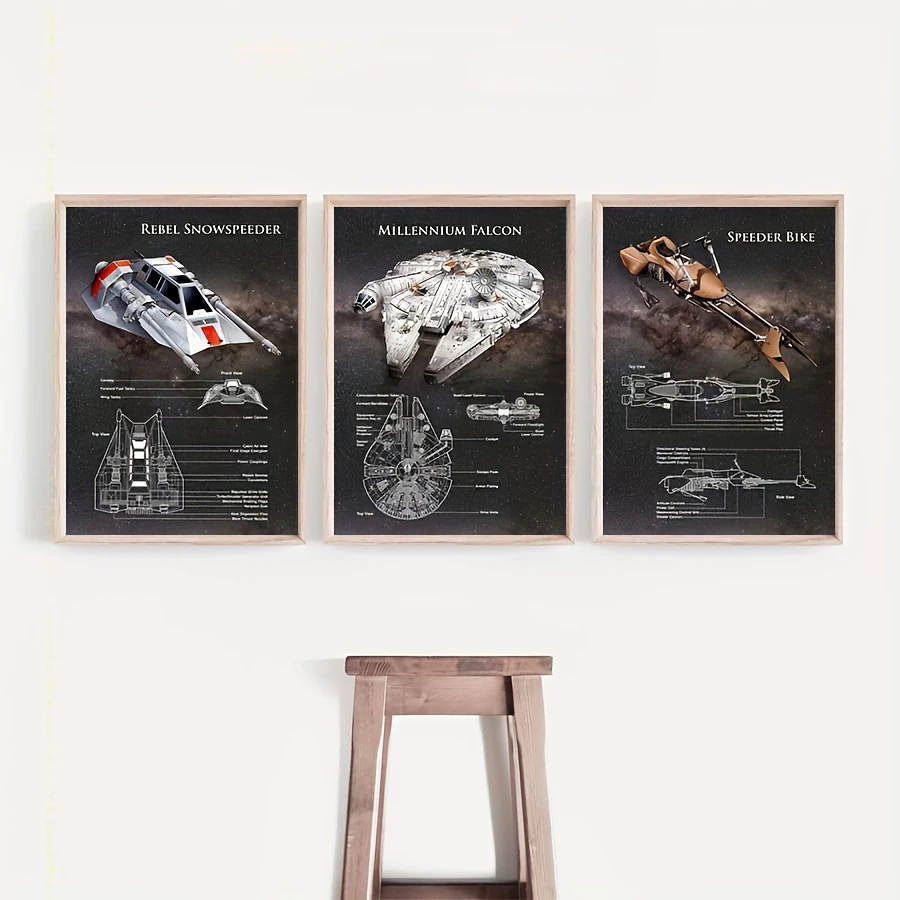 Star Destroyer Space Ship Art Prints SPACE WARS Posters Attack of the Starship Canvas Painting Pictures Boys Room Wall Decor