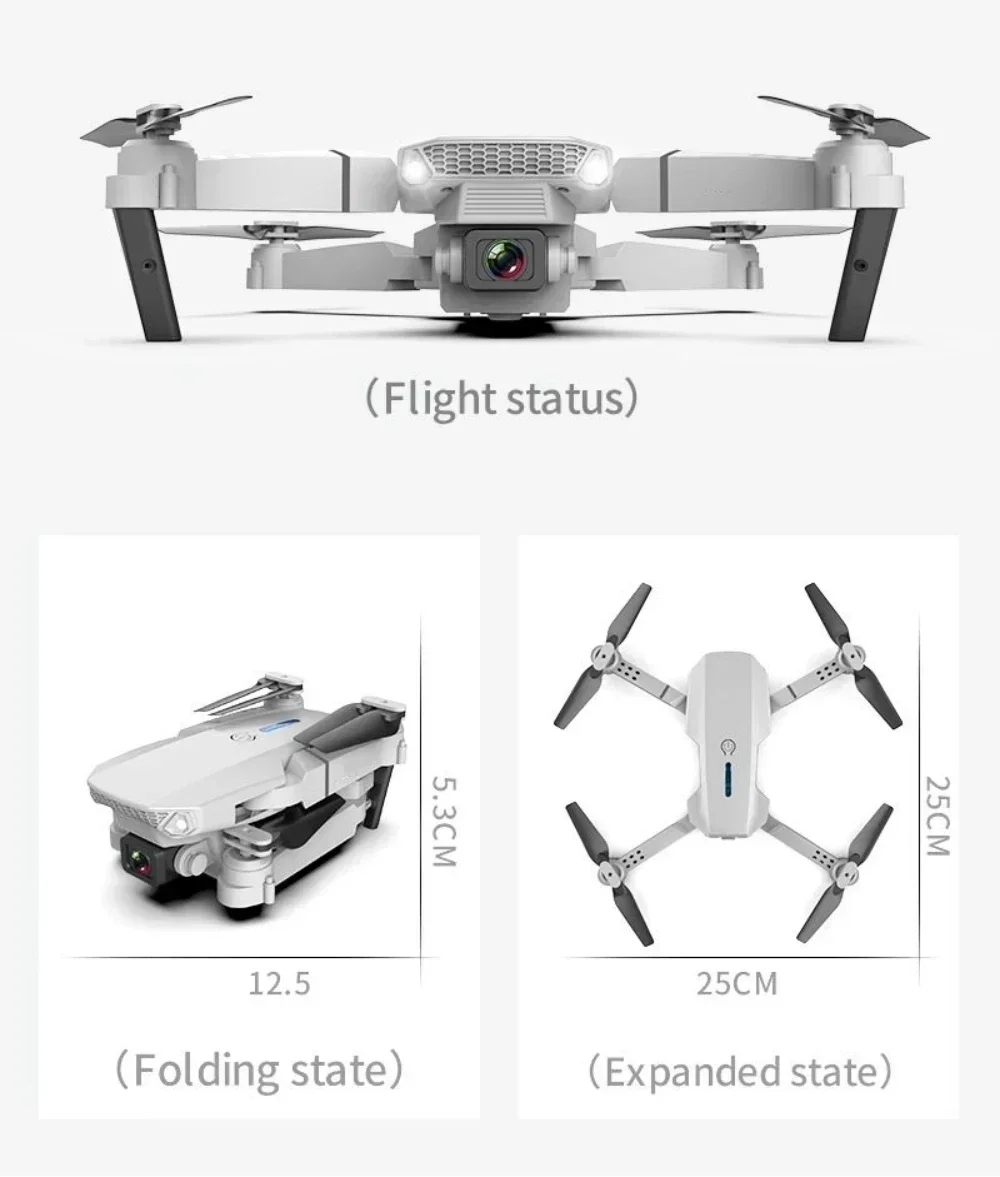 2024 Nowy E88 Pro WIFI FPV Drone Szerokokątny HD 4K 1080P Kamera Wysokość Uchwyt RC Składany Quadcopter Dron Helikopter Zabawki Prezent